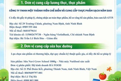 Thông báo các đơn vị cung cấp lương thực, thực phẩm, sữa năm học 2025-2026